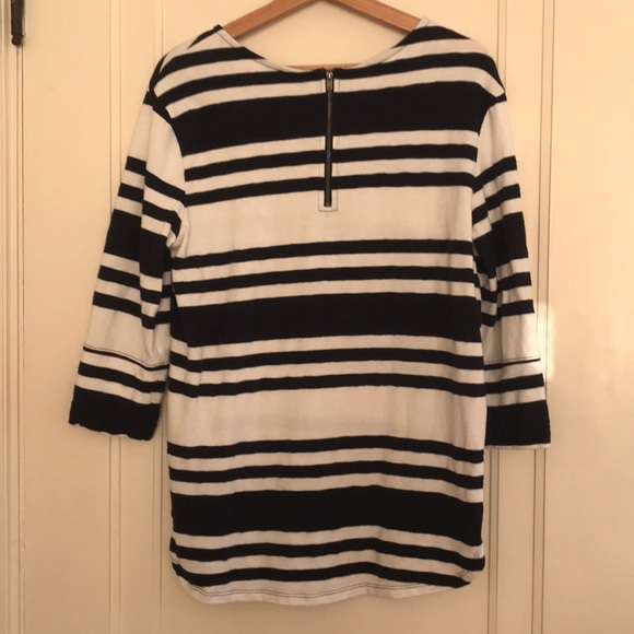 Merona navy blue & white striped tunic sweater, size large - Picture 4 of 10